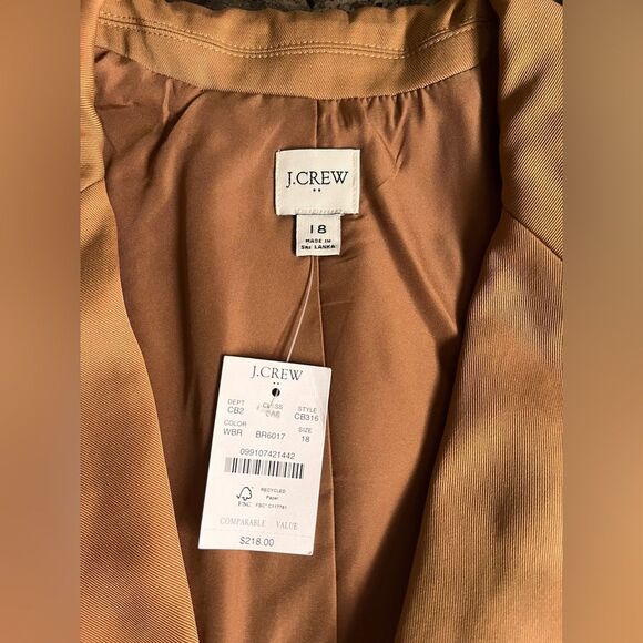 J Crew Women's Drapey Twill‎ Double Breasted Brown Blazer Brown Size 18 - Picture 5 of 6